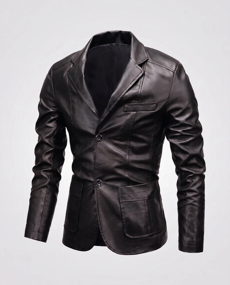 Herren Blazer aus Lederoptik mit thermalem Futter und Slim-Fit Nord Taschen
