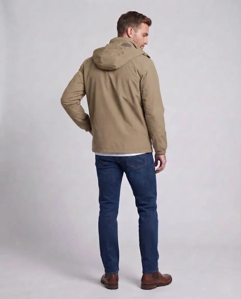 Herren Leichte Atmungsaktive Kapuzenjacke für den Außenbereich mit Brusttasche und Verdecktem Reißverschluss Nord Taschen