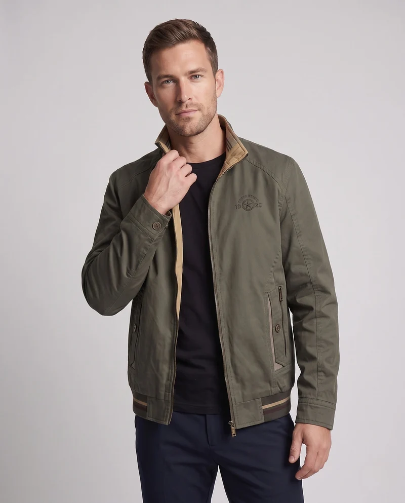 Herren leichte Canvas Übergangsjacke mit Stehkragen und integrierter Fütterung Nord Taschen