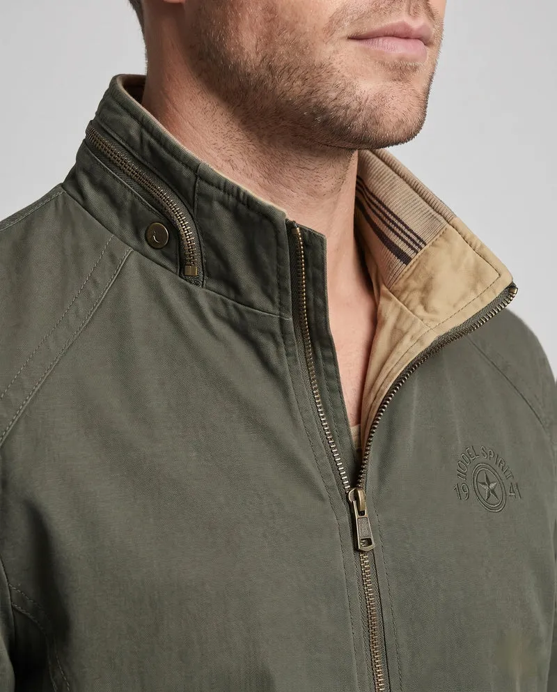 Herren leichte Canvas Übergangsjacke mit Stehkragen und integrierter Fütterung Nord Taschen