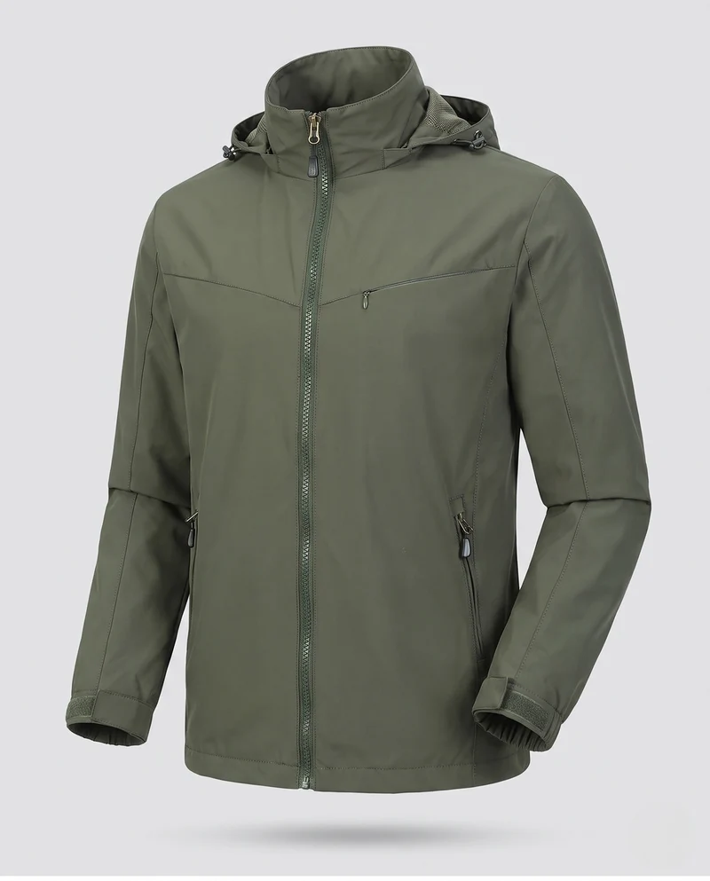 Leichte Herren-Hoodie-Utility-Jacke mit verdecktem Reißverschluss und Brusttasche Nord Taschen