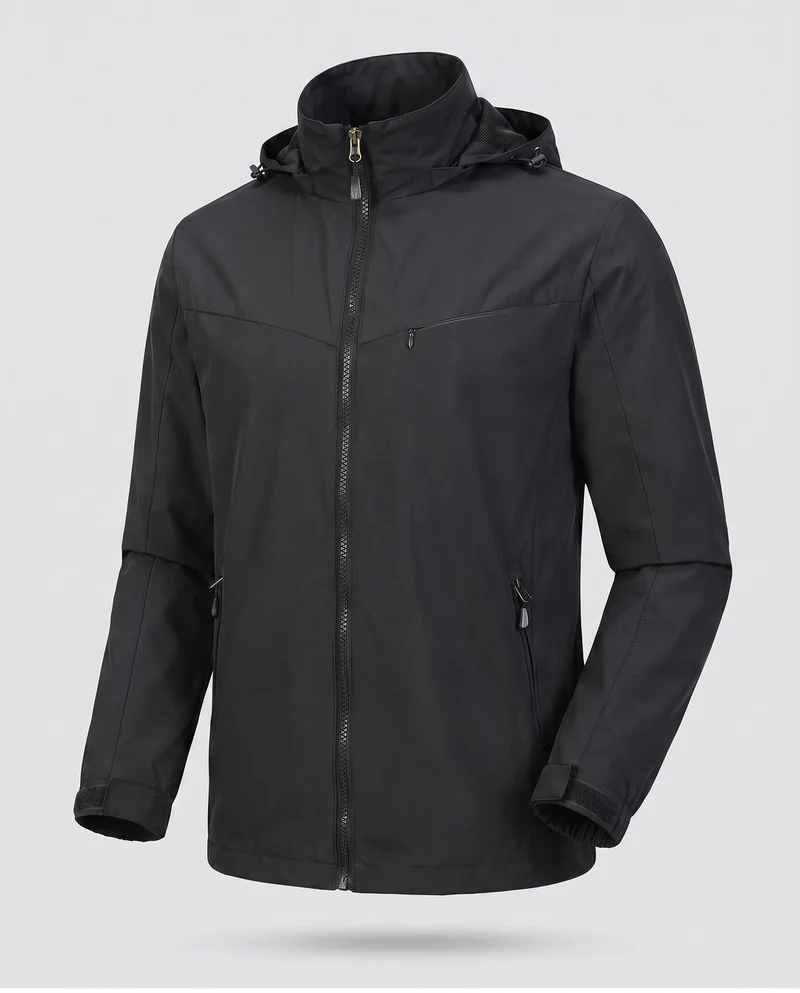 Leichte Herren-Hoodie-Utility-Jacke mit verdecktem Reißverschluss und Brusttasche Nord Taschen