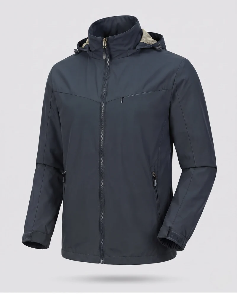 Leichte Herren-Hoodie-Utility-Jacke mit verdecktem Reißverschluss und Brusttasche Nord Taschen