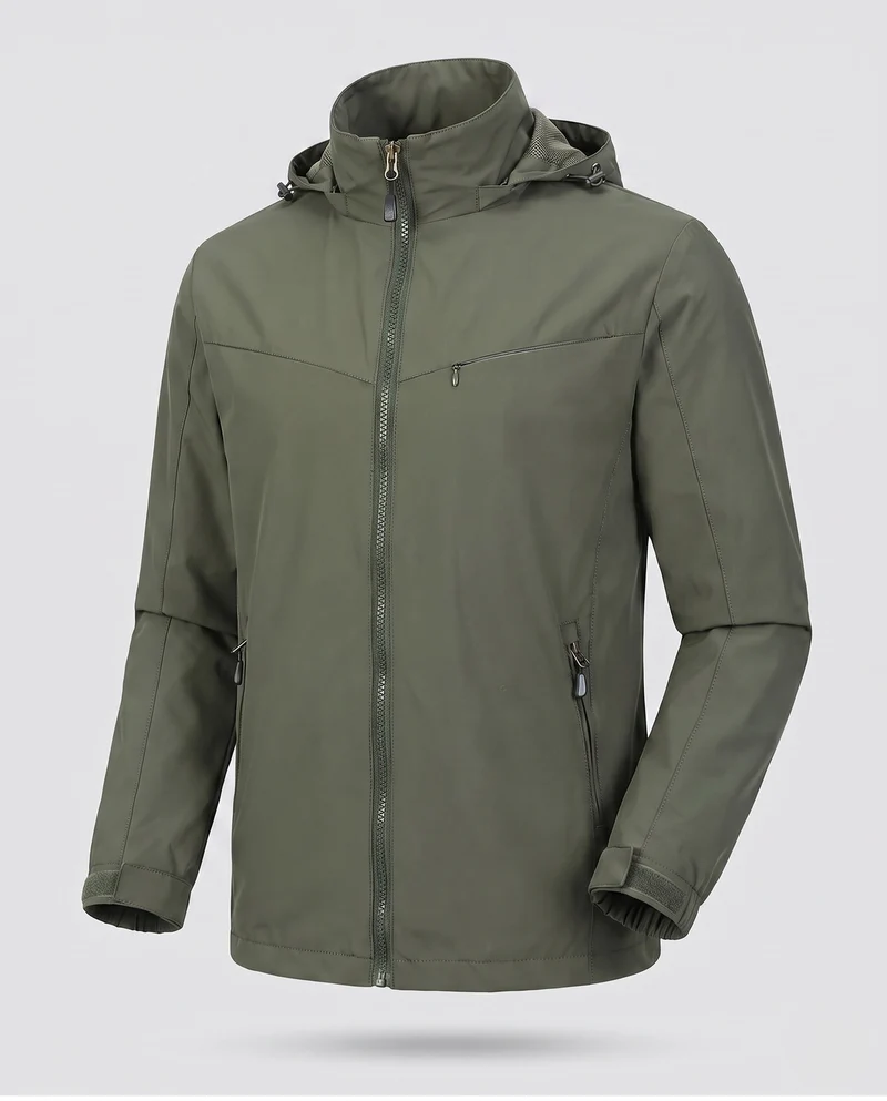 Leichte Herren-Hoodie-Utility-Jacke mit verdecktem Reißverschluss und Brusttasche Nord Taschen