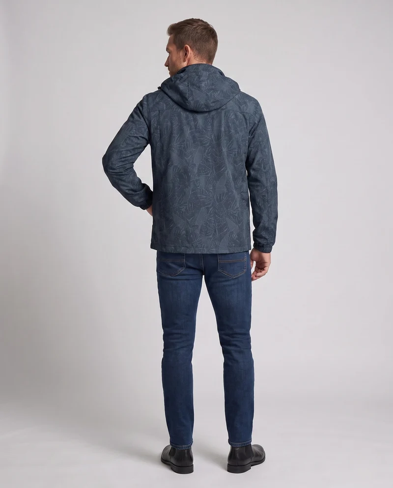 Herren Leichte Hoodie-Jacke mit subtilem Blattdruck und winddichter Softshell-Außenschicht Nord Taschen