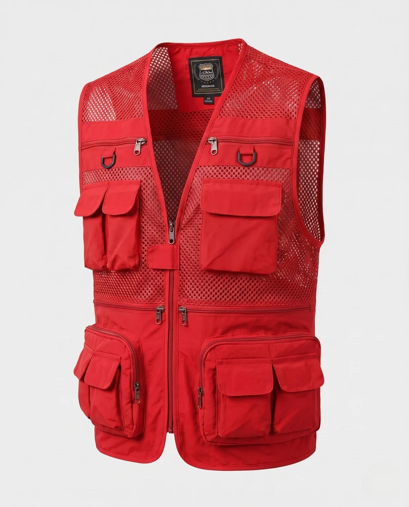 Leichtgewichtige Mesh-Herrenweste mit mehreren Taschen für Angeln, Fotografie und Outdoor-Aktivitäten