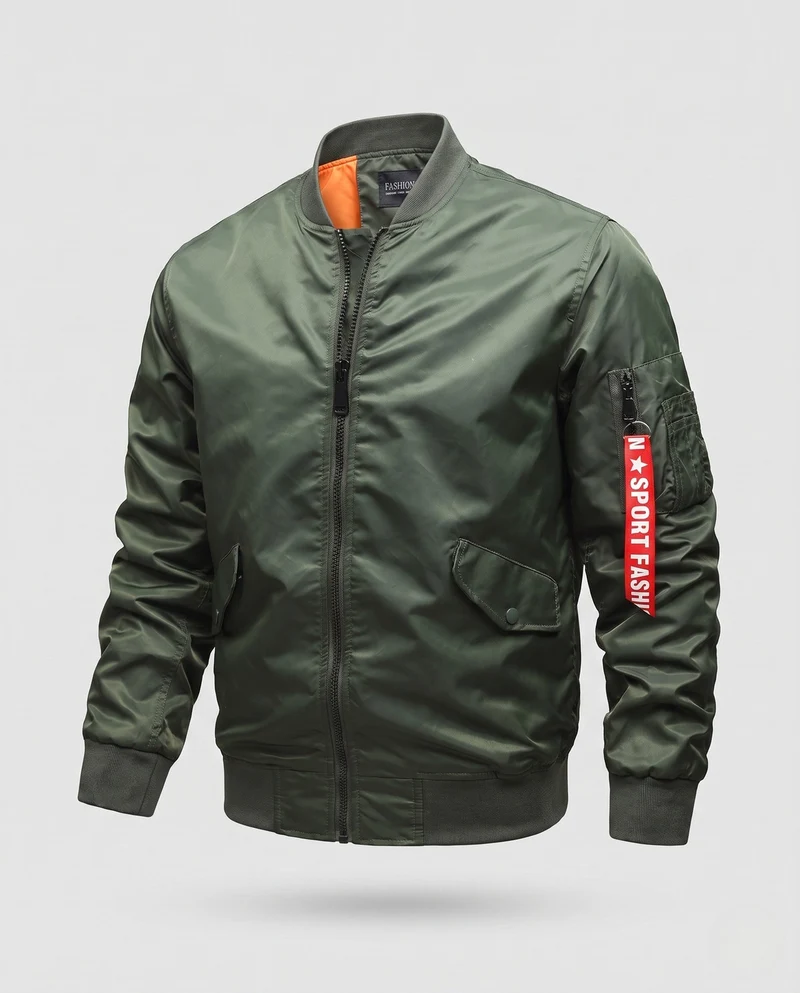 Leichte Herren Nylon Flug Bomberjacke mit Ärmel Utility Tasche Nord Taschen