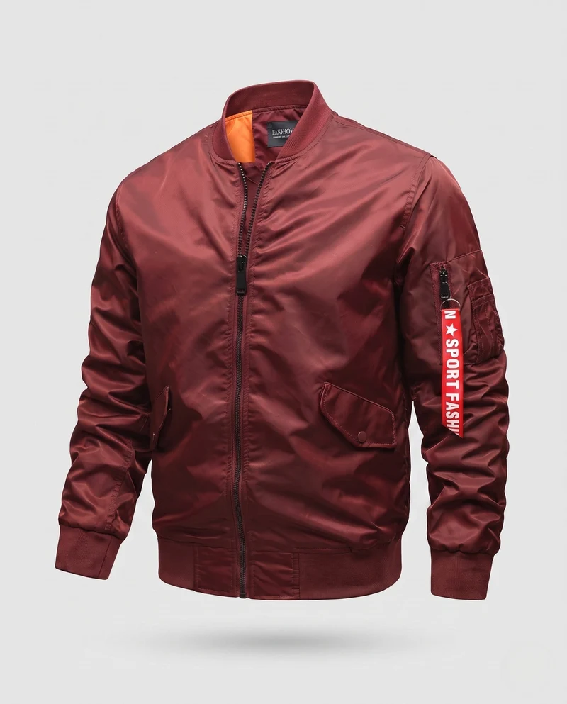 Leichte Herren Nylon Flug Bomberjacke mit Ärmel Utility Tasche Nord Taschen