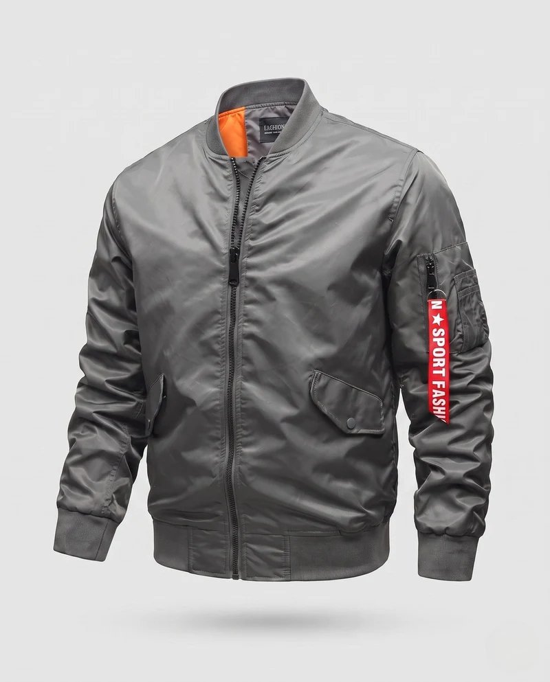 Leichte Herren Nylon Flug Bomberjacke mit Ärmel Utility Tasche Nord Taschen