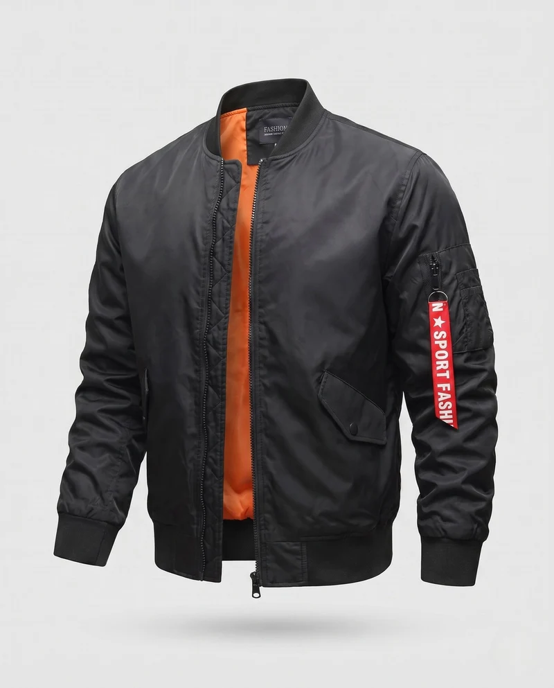 Leichte Herren Nylon Flug Bomberjacke mit Ärmel Utility Tasche Nord Taschen
