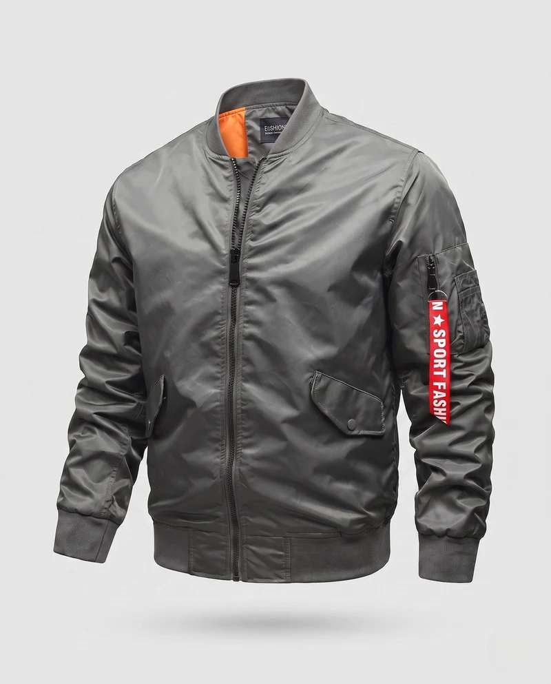 Leichte Herren Nylon Flug Bomberjacke mit Ärmel Utility Tasche Nord Taschen