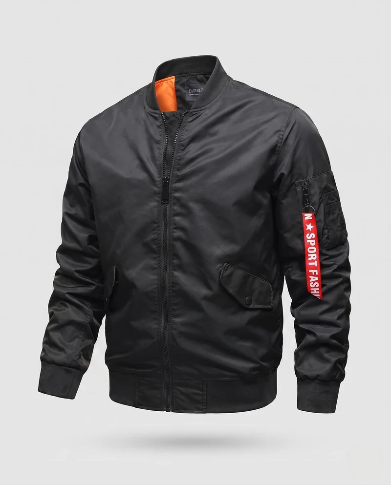 Leichte Herren Nylon Flug Bomberjacke mit Ärmel Utility Tasche Nord Taschen