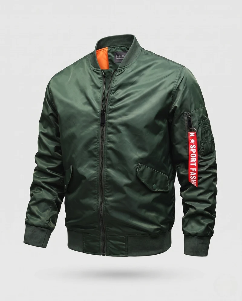 Leichte Herren Nylon Flug Bomberjacke mit Ärmel Utility Tasche Nord Taschen