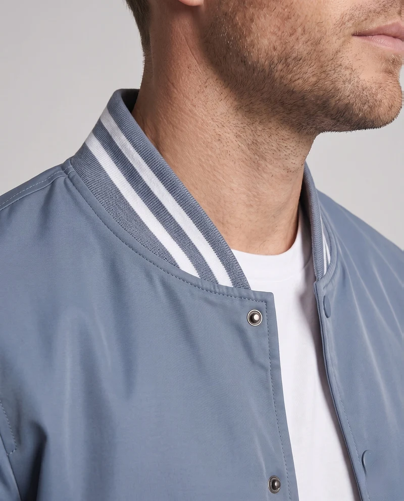 Leichte Nylon-Vereins-Bomberjacke für Herren mit gestreiften Rippbündchen Nord Taschen