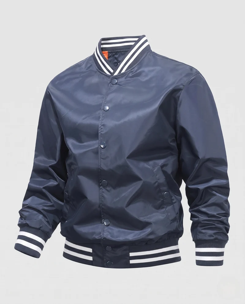 Leichte Nylon-Vereins-Bomberjacke für Herren mit gestreiften Rippbündchen Nord Taschen
