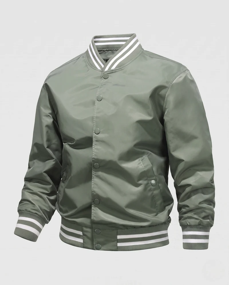 Leichte Nylon-Vereins-Bomberjacke für Herren mit gestreiften Rippbündchen Nord Taschen