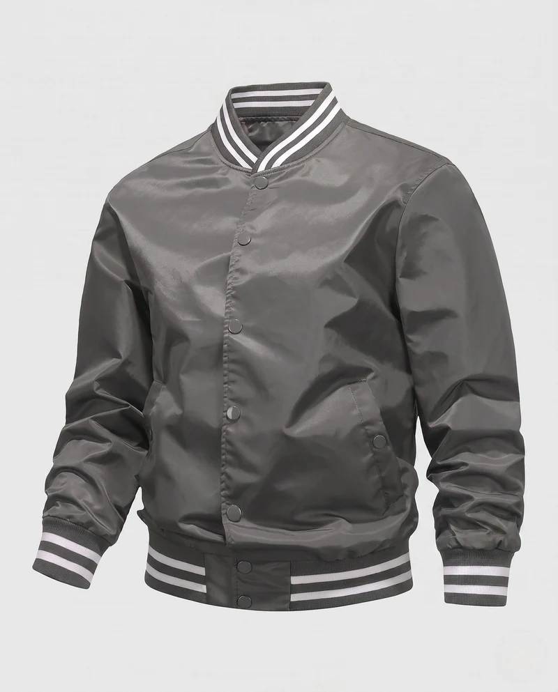 Leichte Nylon-Vereins-Bomberjacke für Herren mit gestreiften Rippbündchen Nord Taschen