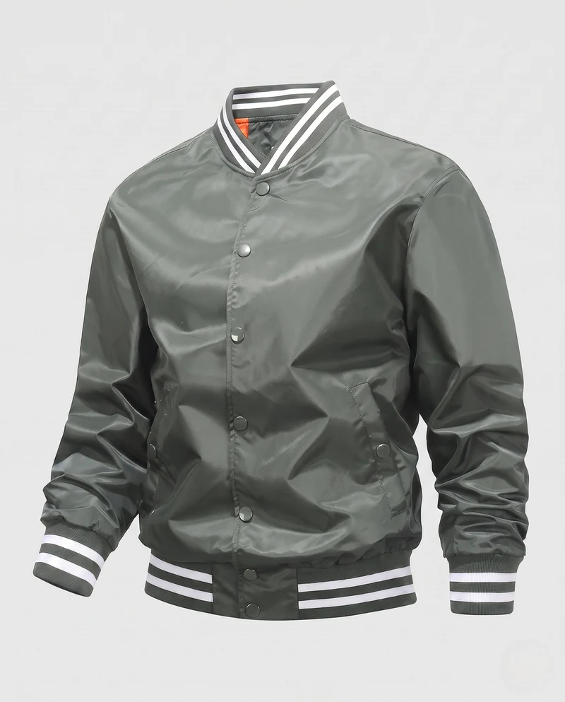 Leichte Nylon-Vereins-Bomberjacke für Herren mit gestreiften Rippbündchen Nord Taschen