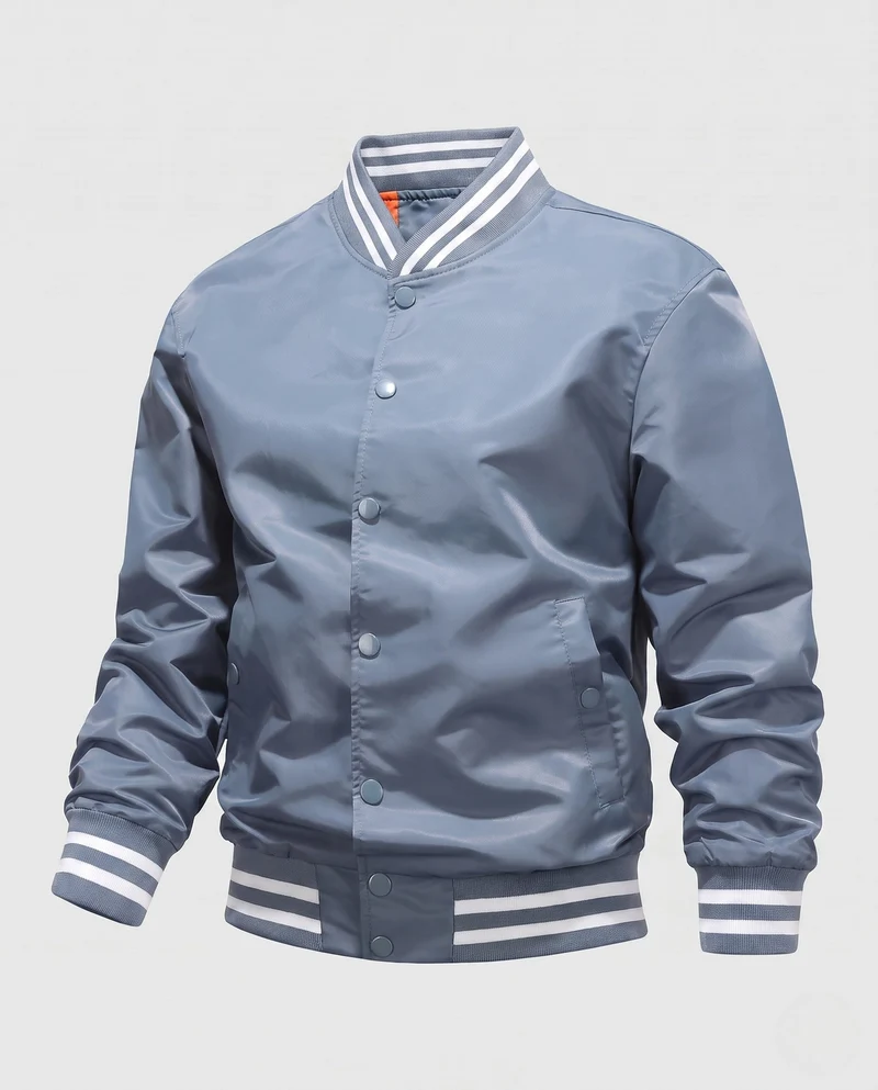 Leichte Nylon-Vereins-Bomberjacke für Herren mit gestreiften Rippbündchen Nord Taschen