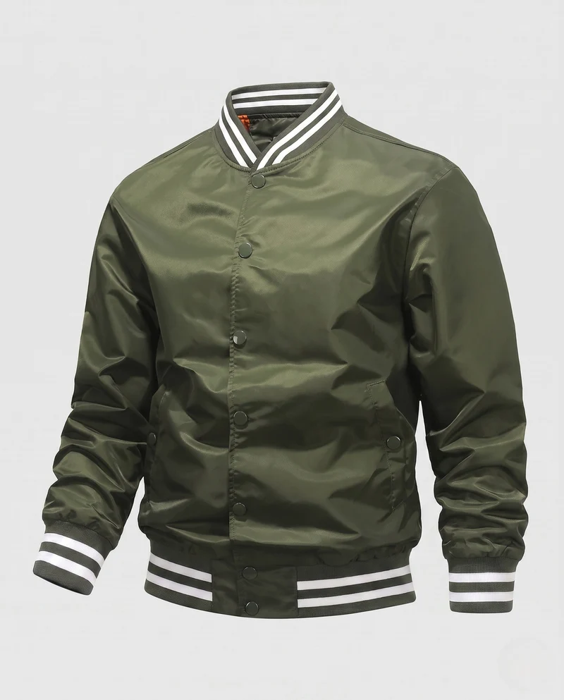 Leichte Nylon-Vereins-Bomberjacke für Herren mit gestreiften Rippbündchen Nord Taschen