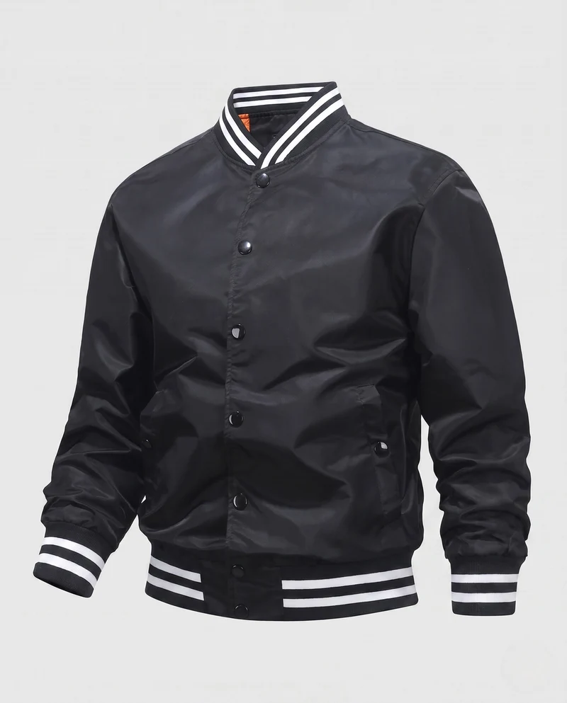Leichte Nylon-Vereins-Bomberjacke für Herren mit gestreiften Rippbündchen Nord Taschen