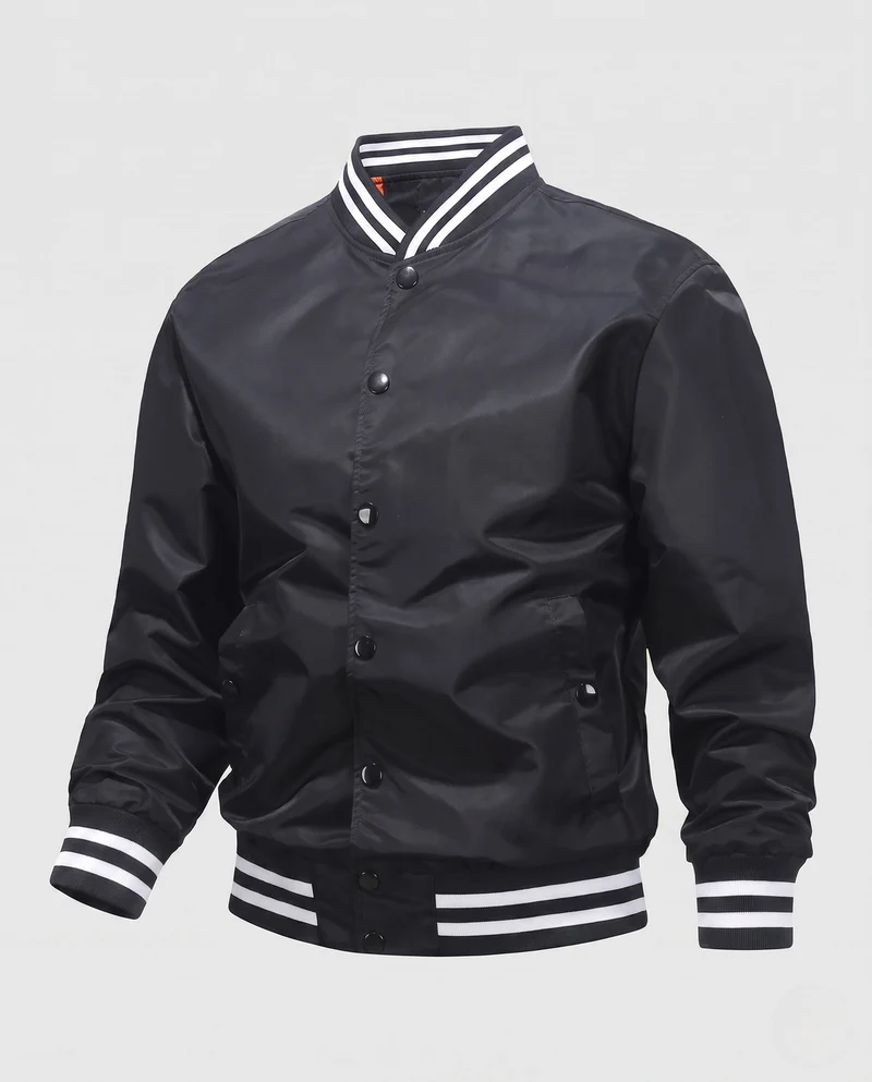 Leichte Nylon-Vereins-Bomberjacke für Herren mit gestreiften Rippbündchen Nord Taschen