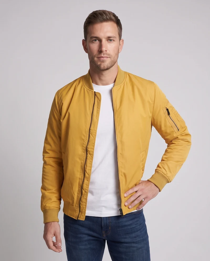 Herren Leichte Pilot Bomberjacke aus technischem Nylon mit Ärmeltasche Nord Taschen