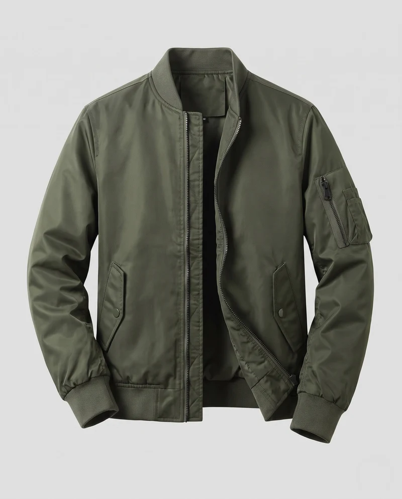 Herren Leichte Pilot Bomberjacke aus technischem Nylon mit Ärmeltasche Nord Taschen