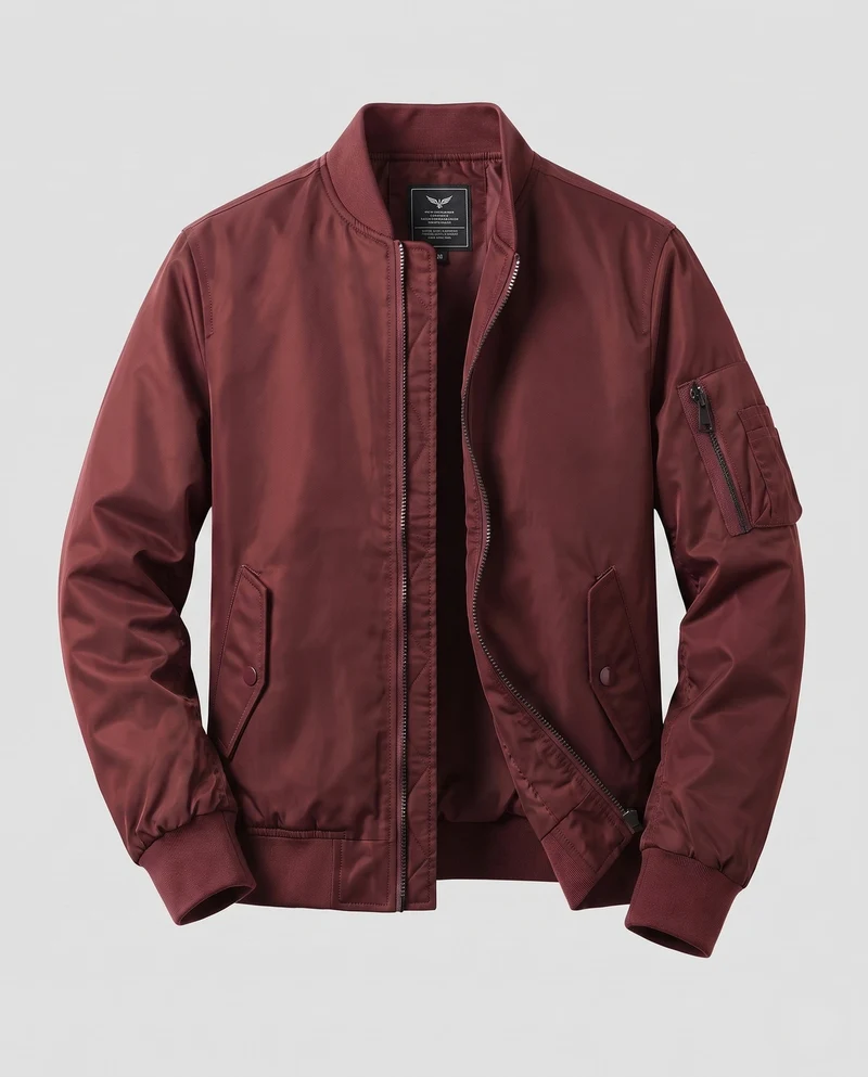 Herren Leichte Pilot Bomberjacke aus technischem Nylon mit Ärmeltasche Nord Taschen
