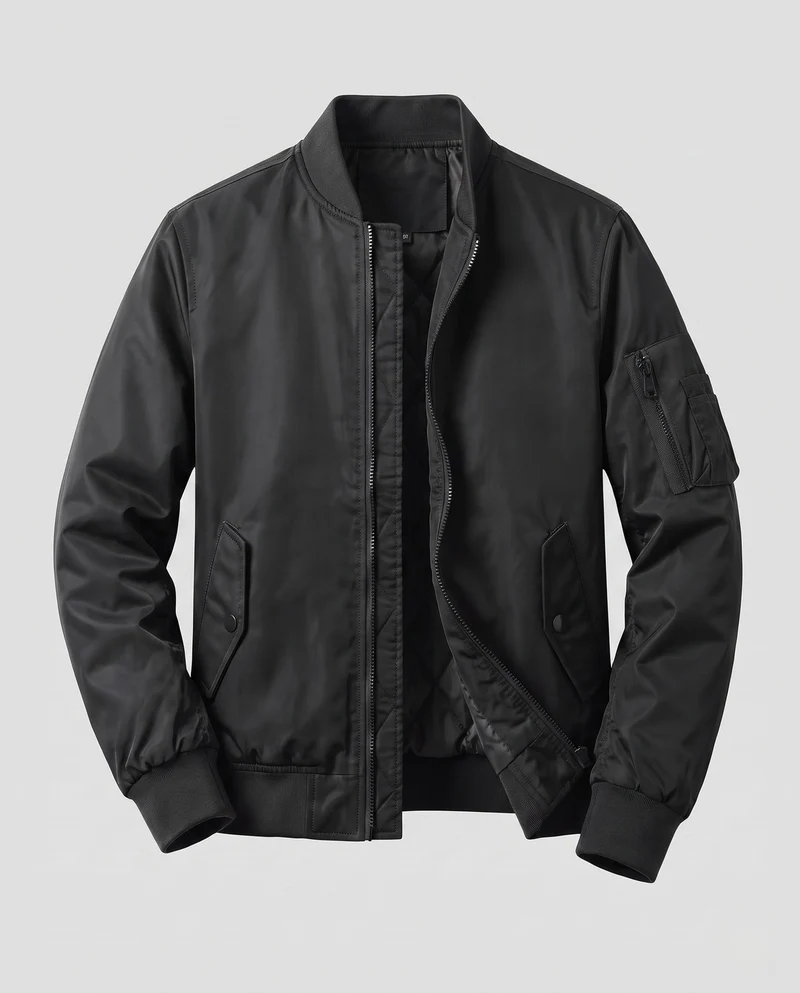 Herren Leichte Pilot Bomberjacke aus technischem Nylon mit Ärmeltasche Nord Taschen