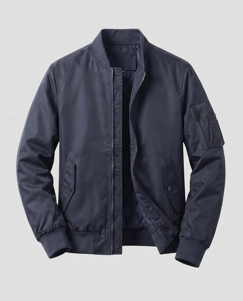 Herren Leichte Pilot Bomberjacke aus technischem Nylon mit Ärmeltasche Nord Taschen
