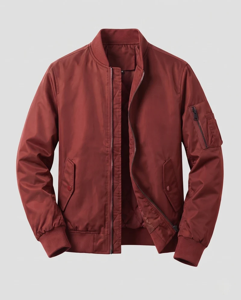 Herren Leichte Pilot Bomberjacke aus technischem Nylon mit Ärmeltasche Nord Taschen