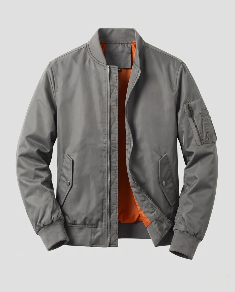 Herren Leichte Pilot Bomberjacke aus technischem Nylon mit Ärmeltasche Nord Taschen