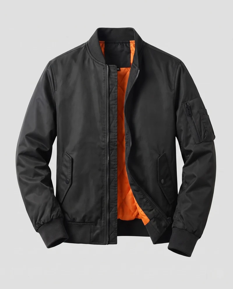 Herren Leichte Pilot Bomberjacke aus technischem Nylon mit Ärmeltasche Nord Taschen