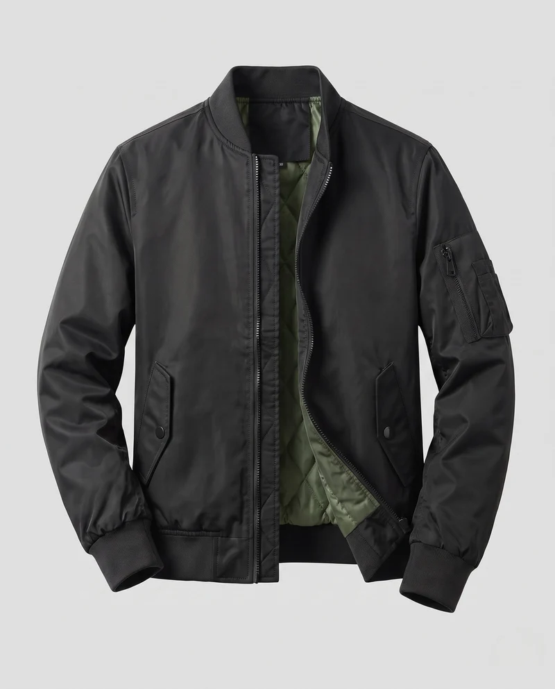Herren Leichte Pilot Bomberjacke aus technischem Nylon mit Ärmeltasche Nord Taschen