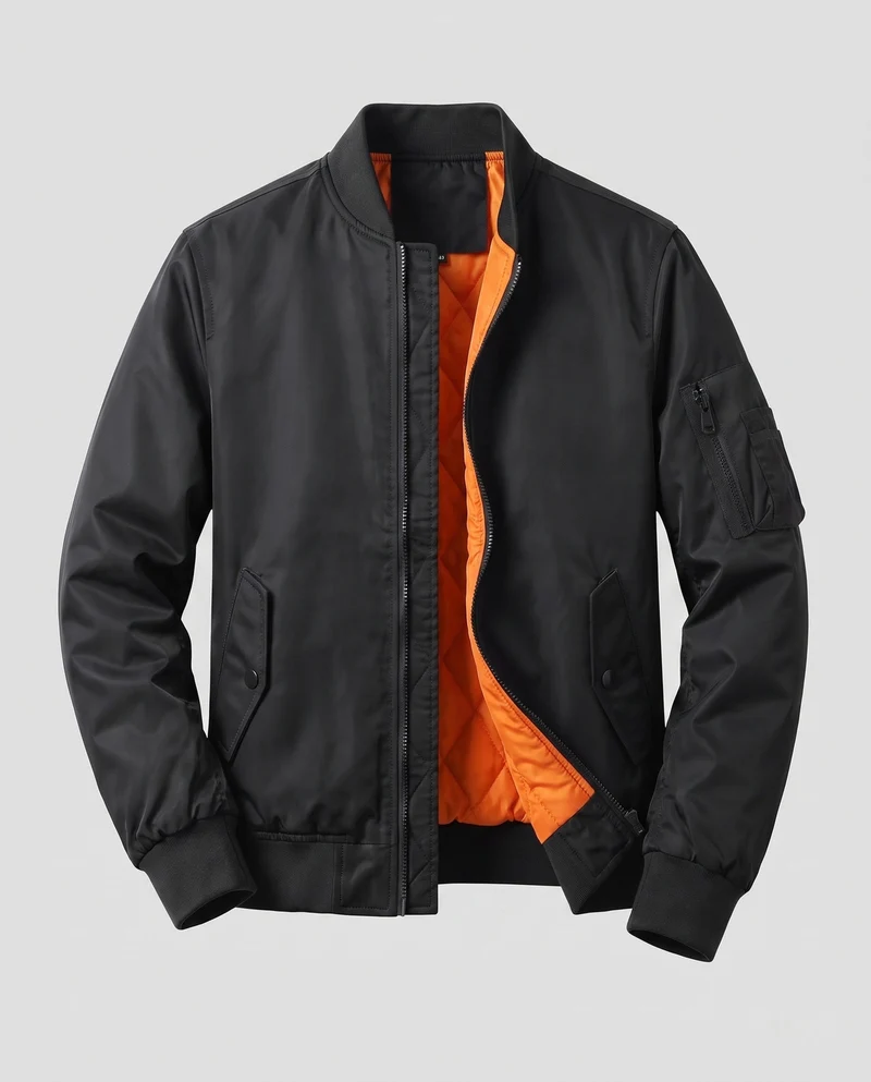 Herren Leichte Pilot Bomberjacke aus technischem Nylon mit Ärmeltasche Nord Taschen
