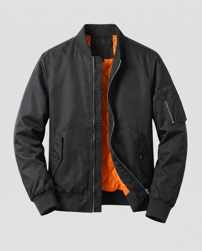 Herren Leichte Pilot Bomberjacke aus technischem Nylon mit Ärmeltasche Nord Taschen