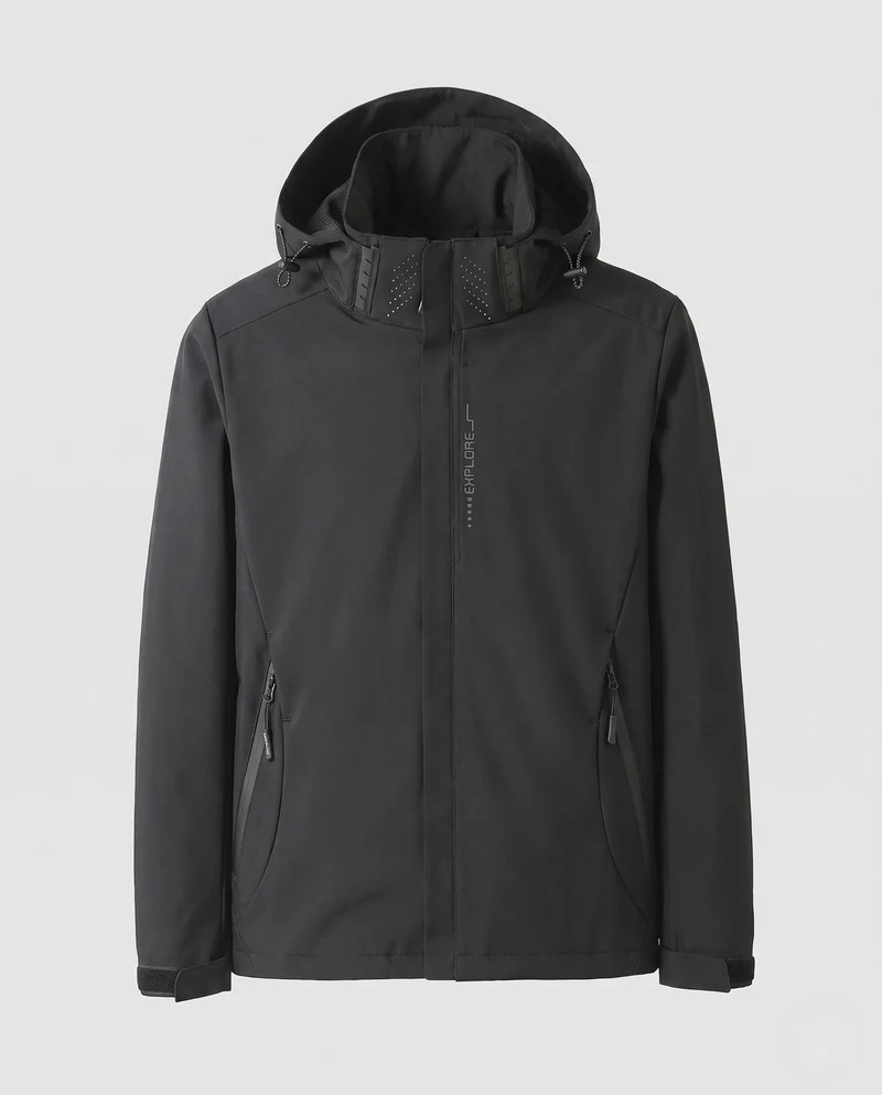 Herren leichte technische Softshelljacke mit verstellbarer Kapuze, wind- und wasserabweisend Nord Taschen