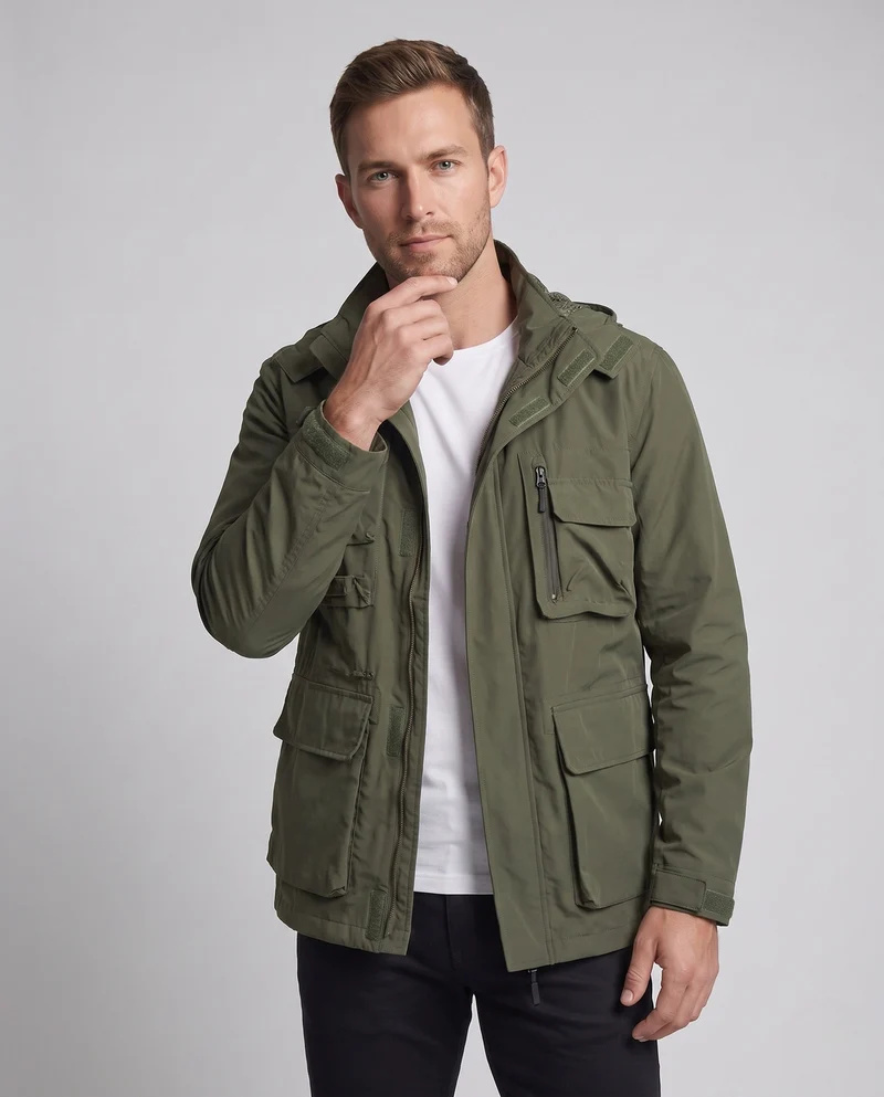 Herren Leichtgewichts Utility Feldjacke mit multifunktionalen Taschen und verstellbarem Saum Nord Taschen