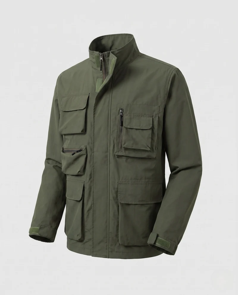 Herren Leichtgewichts Utility Feldjacke mit multifunktionalen Taschen und verstellbarem Saum Nord Taschen