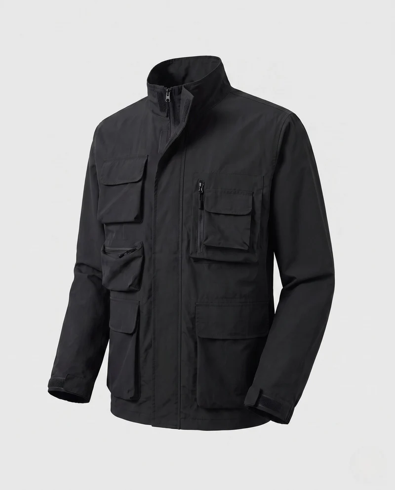 Herren Leichtgewichts Utility Feldjacke mit multifunktionalen Taschen und verstellbarem Saum Nord Taschen