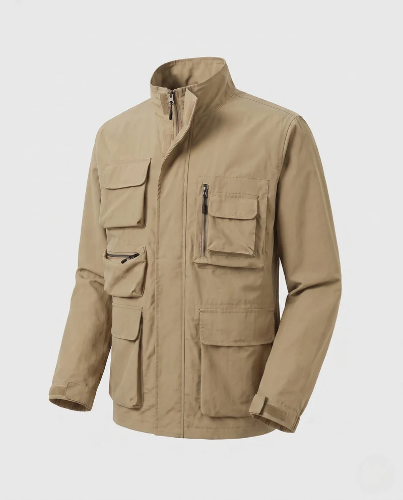 Herren Leichtgewichts Utility Feldjacke mit multifunktionalen Taschen und verstellbarem Saum Nord Taschen