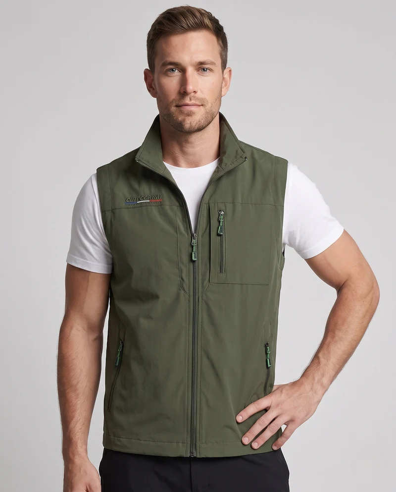 Leichtgewichtige Utility-Weste für Herren mit Reißverschlusstaschen und Stehkragen Nord Taschen