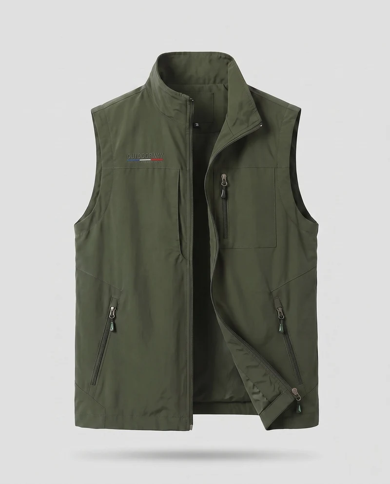 Leichtgewichtige Utility-Weste für Herren mit Reißverschlusstaschen und Stehkragen Nord Taschen