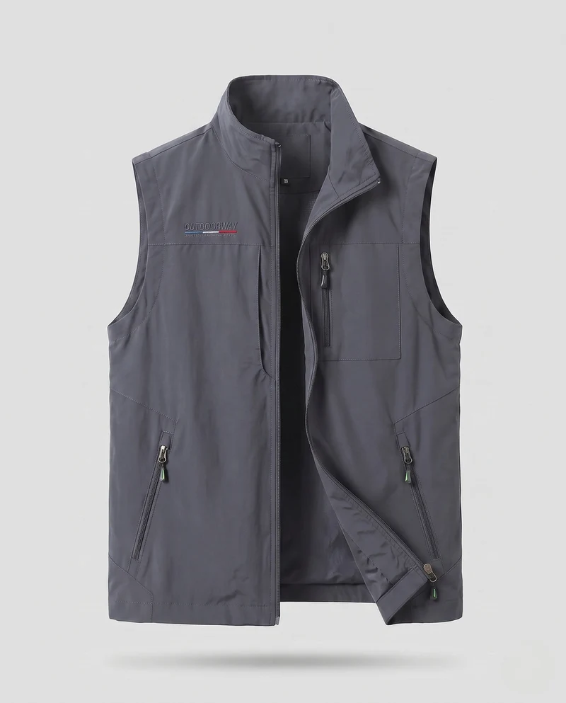 Leichtgewichtige Utility-Weste für Herren mit Reißverschlusstaschen und Stehkragen Nord Taschen