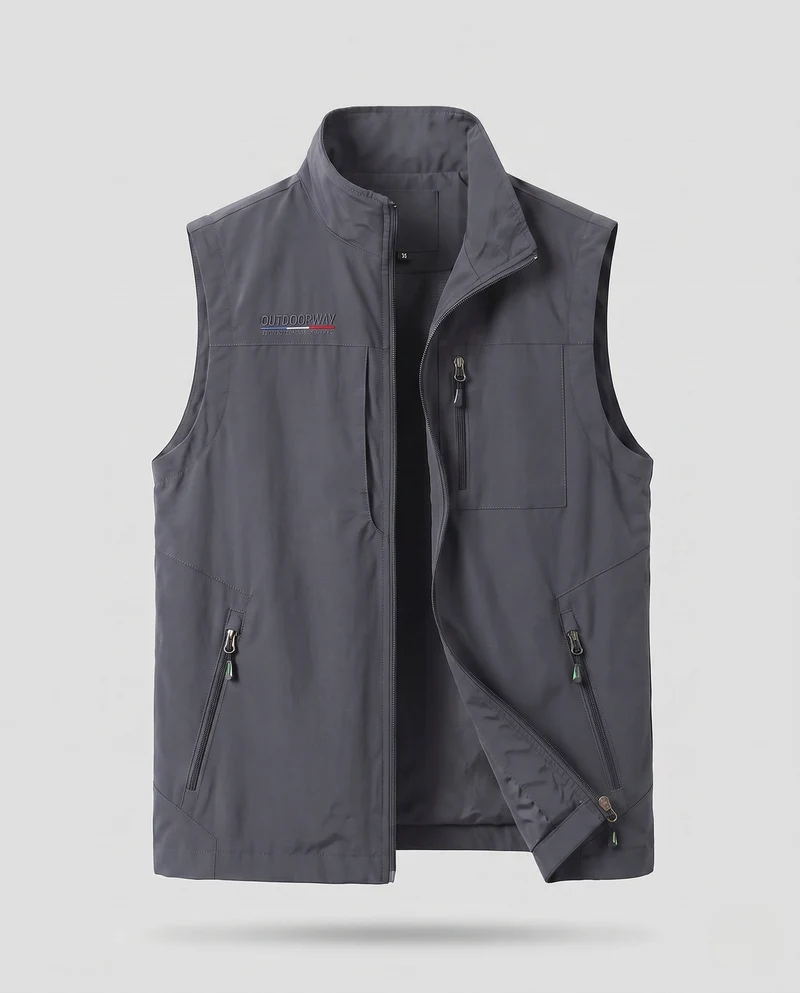 Leichtgewichtige Utility-Weste für Herren mit Reißverschlusstaschen und Stehkragen Nord Taschen