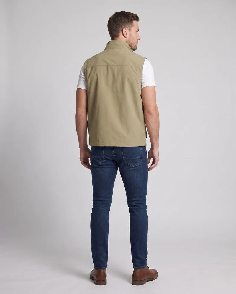Herren Leichtgewicht Utility-Weste mit Stehkragen, mehreren Taschen und durchgehendem Reißverschluss Nord Taschen