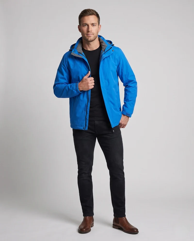 Leichte wasserabweisende Herren-Hoodiejacke mit gepolstertem Innenfutter und verstellbaren Bündchen Nord Taschen