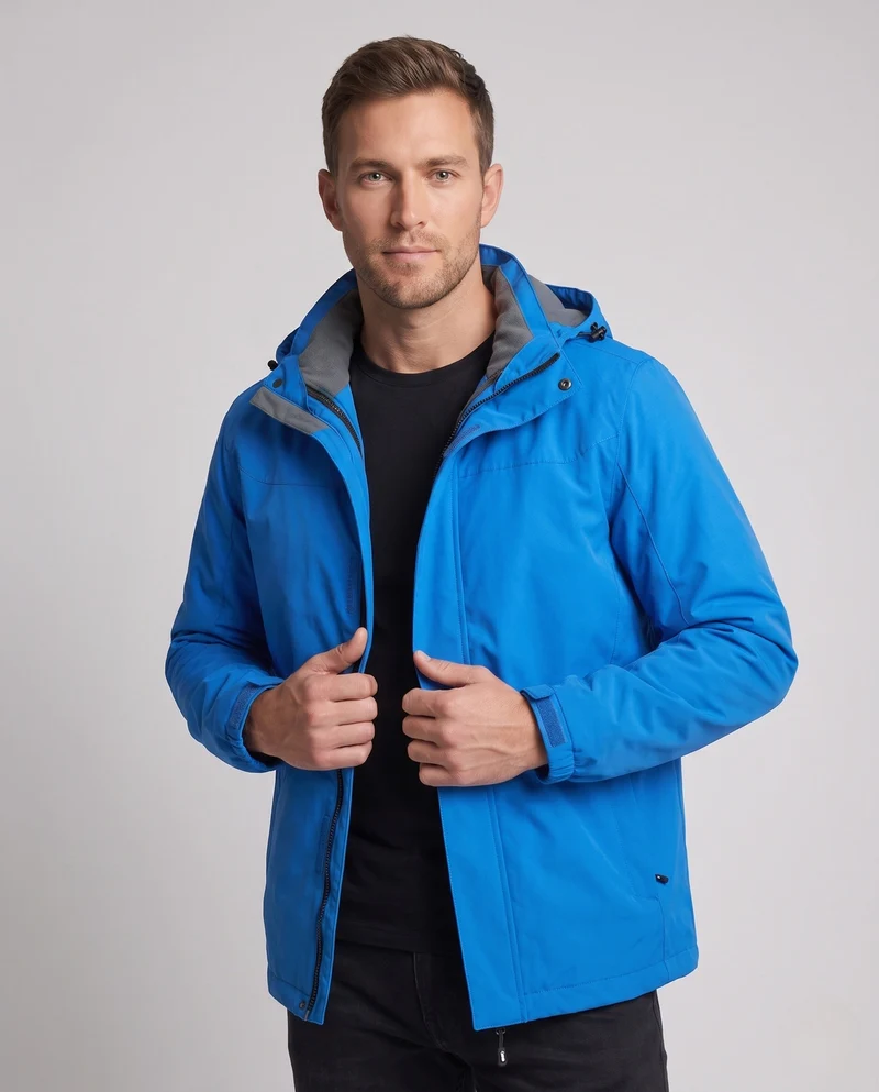 Leichte wasserabweisende Herren-Hoodiejacke mit gepolstertem Innenfutter und verstellbaren Bündchen Nord Taschen