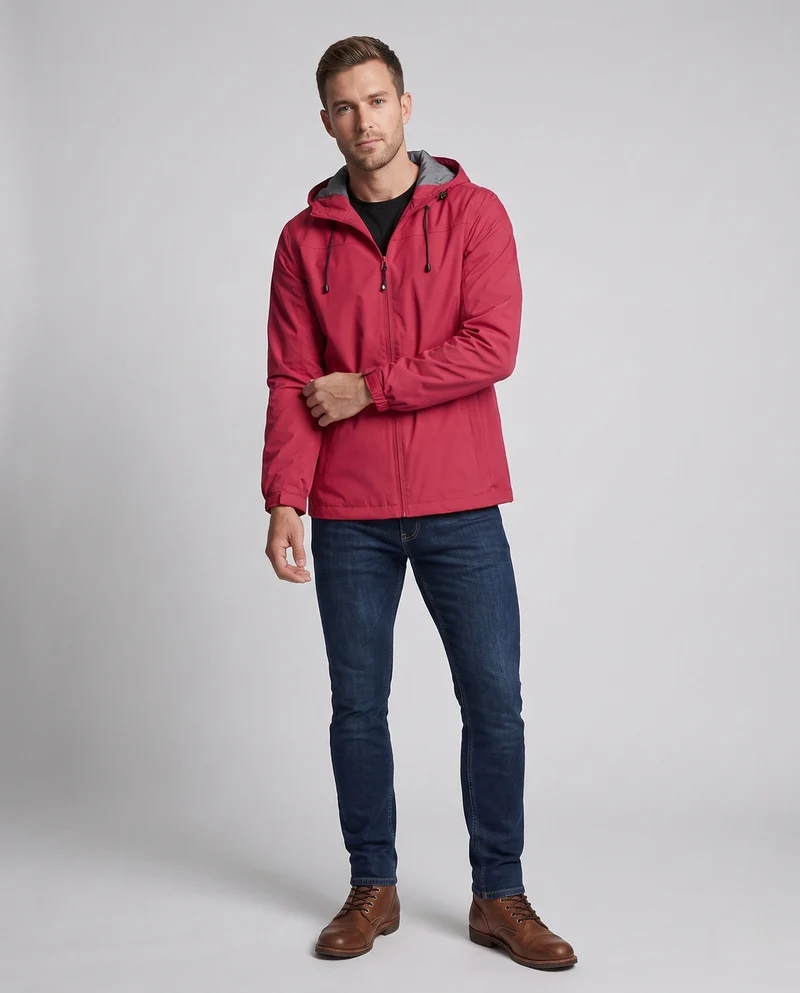 Herren Leichte Wasserabweisende Kapuzenjacke mit Verstellbarer Kapuze und Subtiler Thermofütterung Nord Taschen